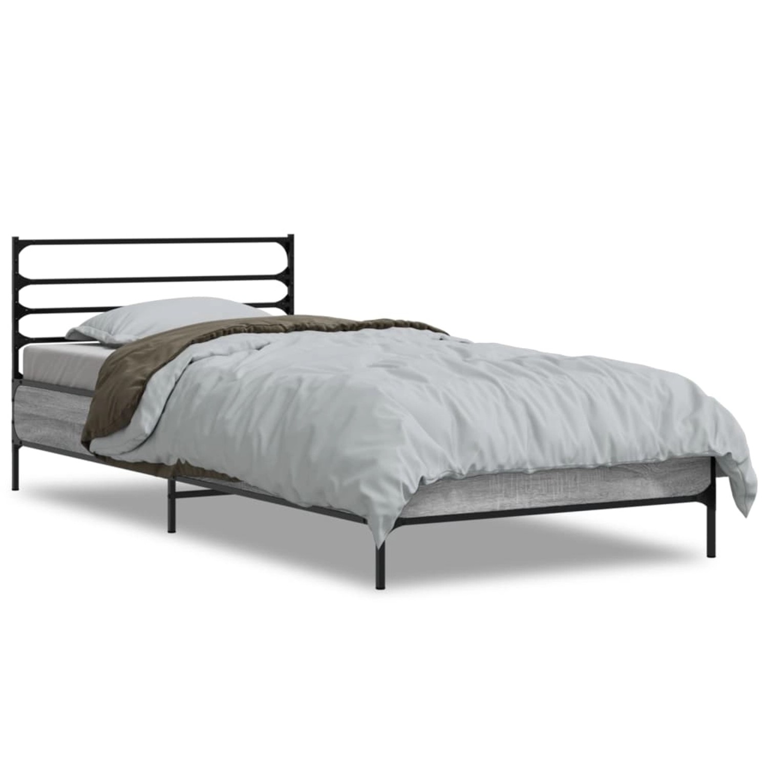 vidaXL Bettgestell Grau Sonoma 90x200 cm Holzwerkstoff und Metall 845585 günstig online kaufen