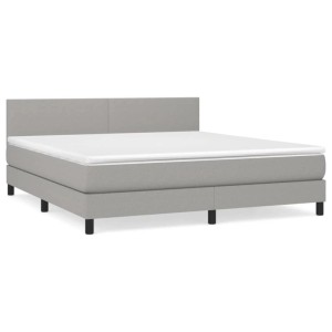 vidaXL Boxspringbett mit Matratze Hellgrau 160x200 cm Stoff 3139905