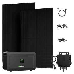 Growatt Balkonkraftwerk Set: 2 Solarmodule, Speicher NOAH 2000, Mikrowechselrichter NEO 800M-X.