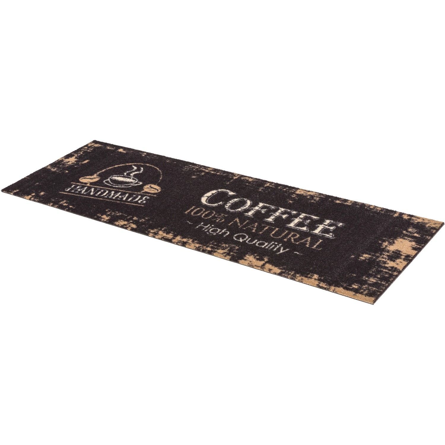 Astra Sauberlaufmatte Miabella Coffee Natural, 50x150 cm, mit Kaffeemotiv für den Innenbereich.