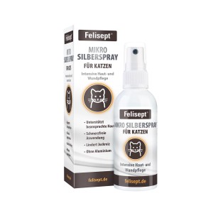 Felisept Mikro Silberspray für Katzen zur Hautpflege, mit Aloe Vera und Panthenol.