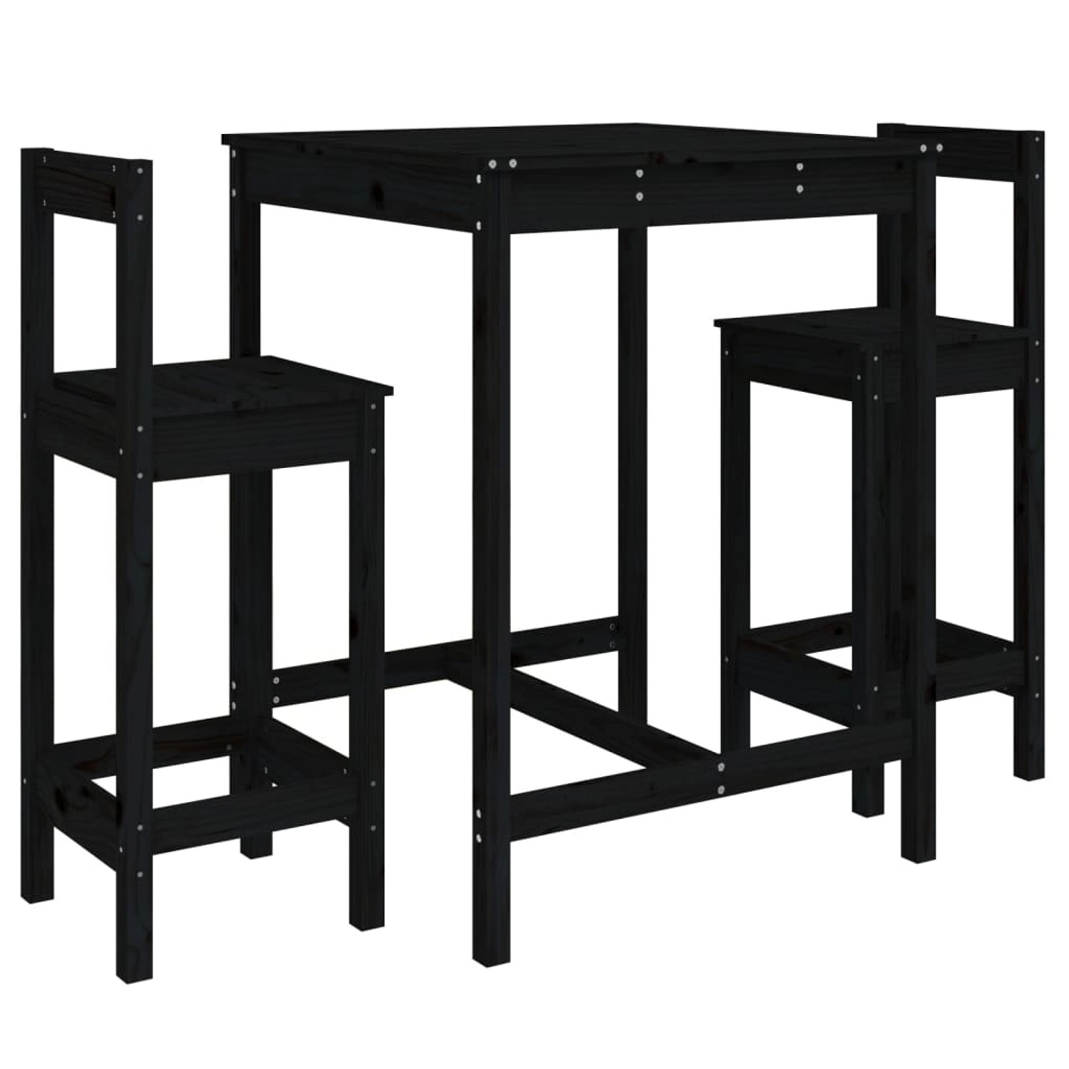 vidaXL 3-Tlg Gartenbar-Set Schwarz Massivholz Kiefer 3154739