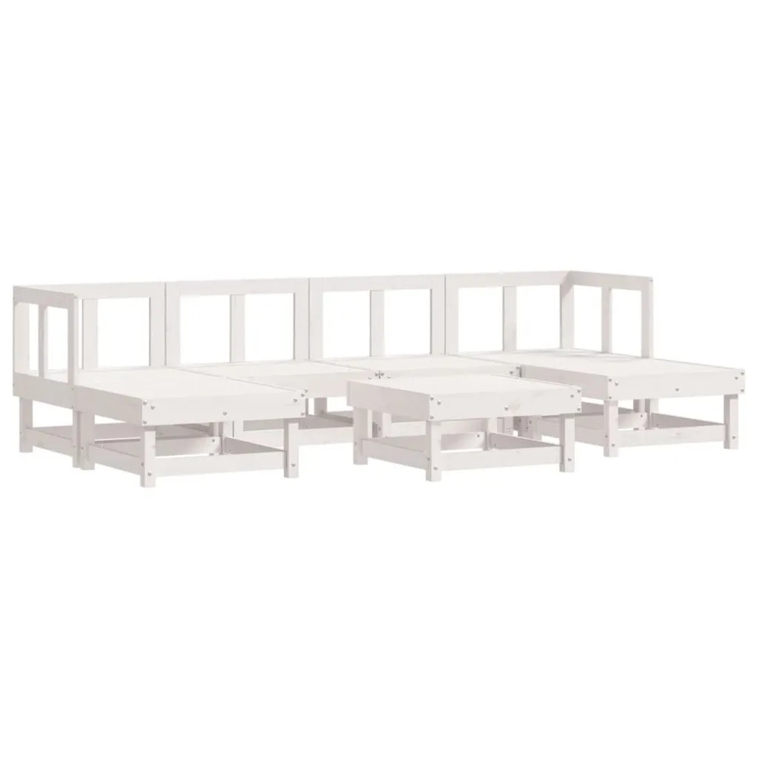 vidaXL 7-Tlg Garten-Lounge-Set Weiß Massivholz Kiefer 3186341