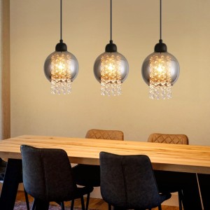 ZMH Pendelleuchte 3 flammig Vintage Glas E27 Hängeleuchte für Wohnzimmer Schlafzimmer Küche