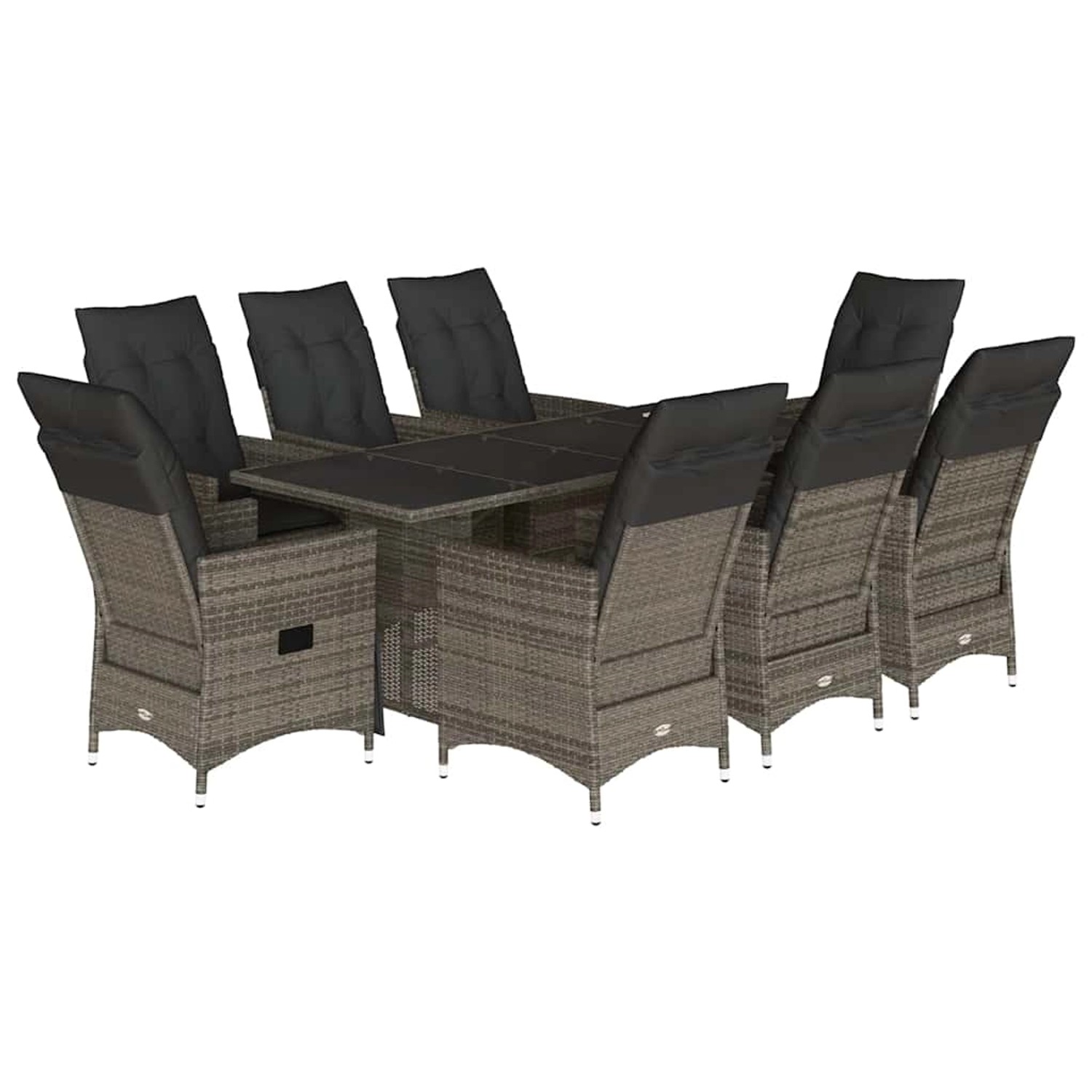 vidaXL 9-Tlg Garten-Essgruppe mit Kissen Grau Poly Rattan 3276746 günstig online kaufen
