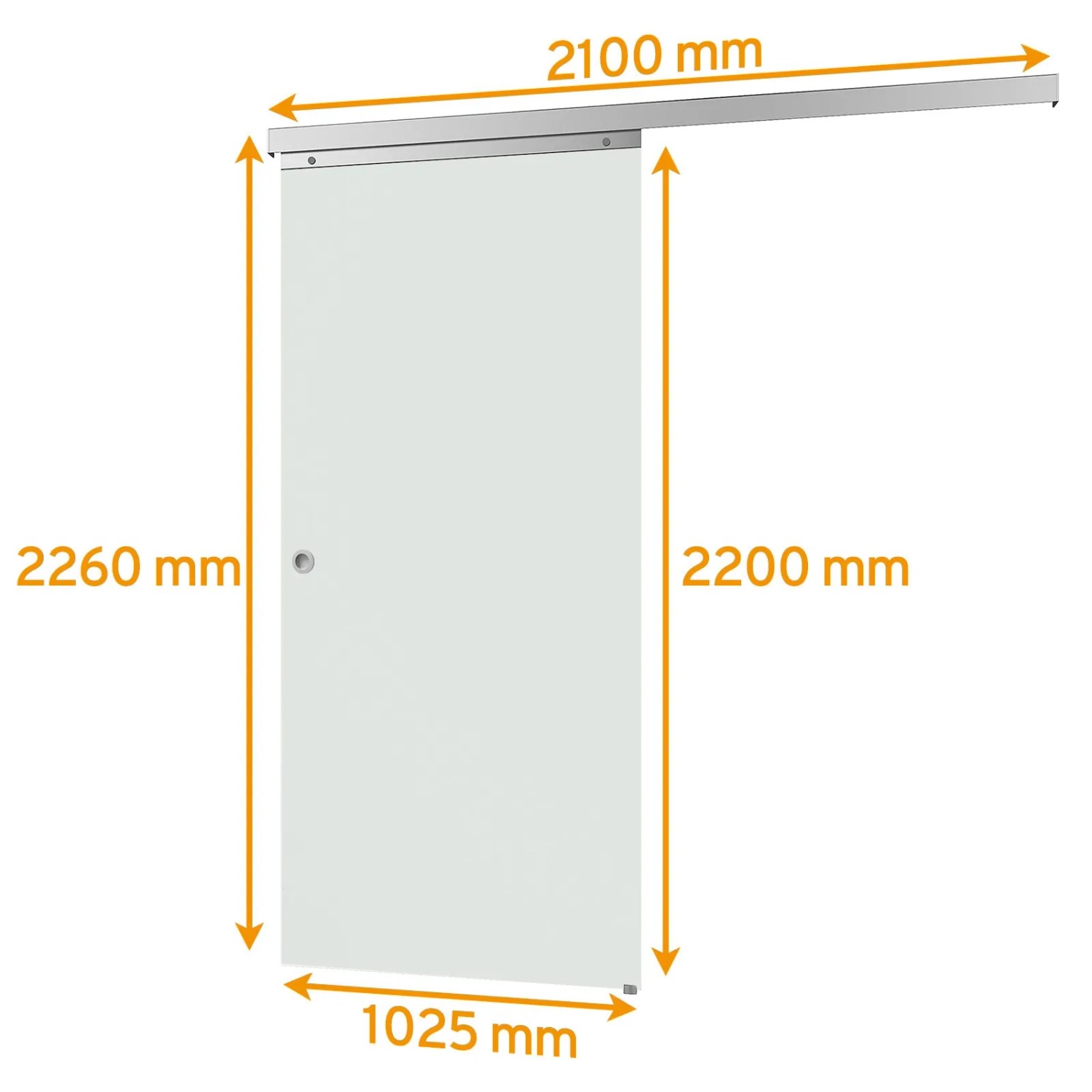 inova Glasschiebetür, satiniert, 1025x2200mm, Komplettset mit Softclose und Griffmuschel.
