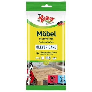 Poliboy Möbel Feuchttücher, 24 Stück, zur Reinigung und Pflege von Möbeln.