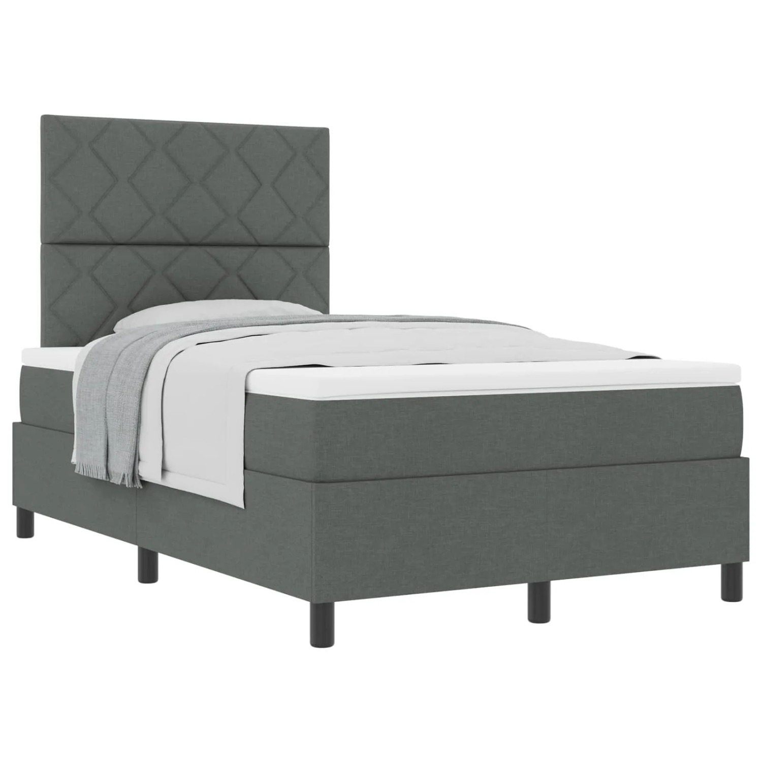 vidaXL Boxspringbett mit Matratze Dunkelgrau 120 x 200 cm Stoff 3339456
