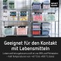 SmartStore Aufbewahrungsbox Classic 46L auf einem Regal mit Lebensmitteln.