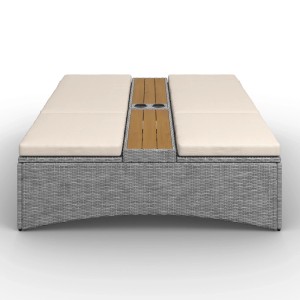 Bessagi Garden Gartenliege Monero Creme Holz/Metall/Kunststoff
