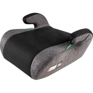 Kindersitzerhöhung Raffi grau-schwarz mit Seitenflügeln für optimalen Halt und Komfort.