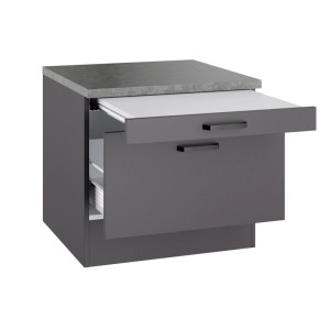 OPTIFIT Unterschrank Kiel420, 60 cm, Anthrazit matt mit Auszug und Tablar für Hauswirtschaftsraum.