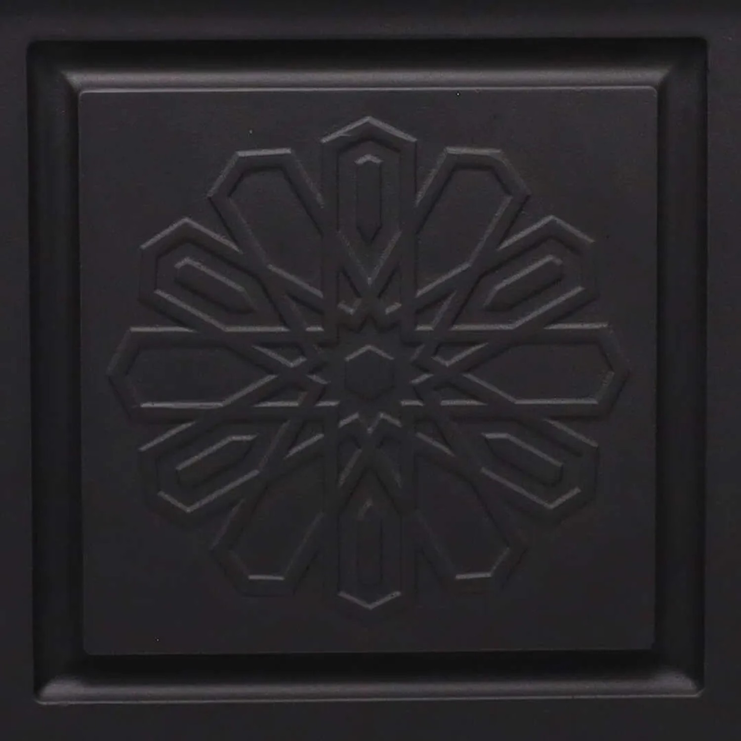 Detailansicht: Schwarzer 365 Küchenofen Cook Lite mit Ornament.