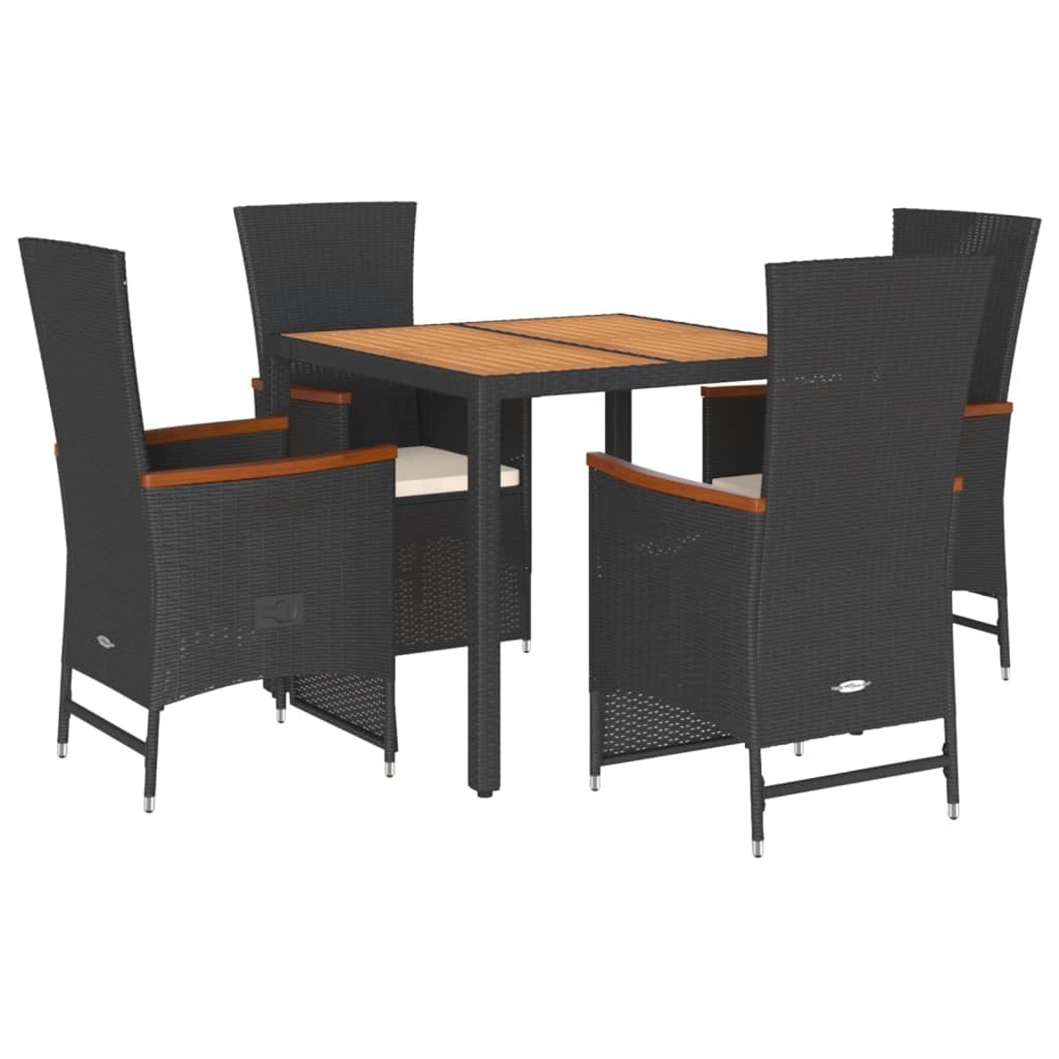 vidaXL 5-Tlg Garten-Essgruppe mit Kissen Schwarz Poly Rattan 3277504 günstig online kaufen