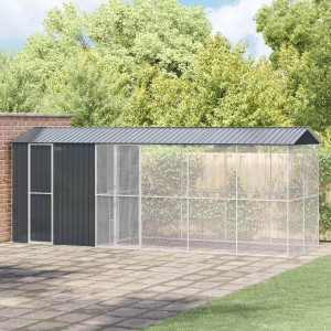 vidaXL Vogelkäfig Anthrazit 645 x 208 x 247 cm Verzinkter Stahl 3325154