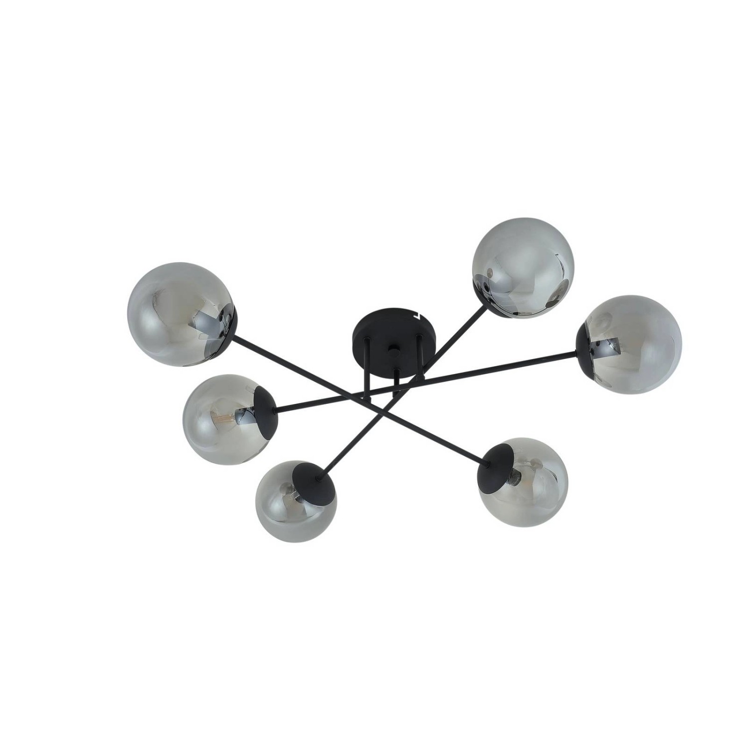 Lindby Deckenlampe Isamer 10034201 Modern in Schwarz aus Metall 6-flammig E14 Wohnzimmerleuchte