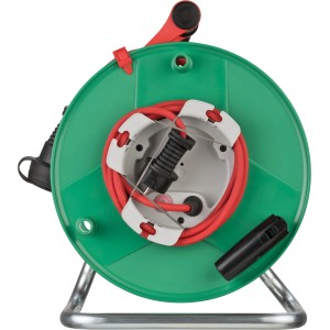 Grüne Brennenstuhl Gartenkabeltrommel Garant mit 40m rotem Kabel für Außeneinsatz.