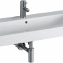 Weißes Geberit iCon Waschbecken, 90 cm breit, mit Hahnloch und Überlauf, KeraTect Beschichtung.