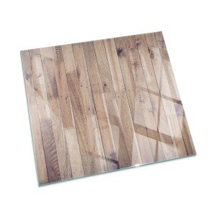 Tulup Glasplatte für Kamin Holzbrett im Layout Kaminofen Glas Bodenplatte Quadrat 60x60 cm Braun Glasplatte für Kamin Glasbodenplatte für Kaminöfen