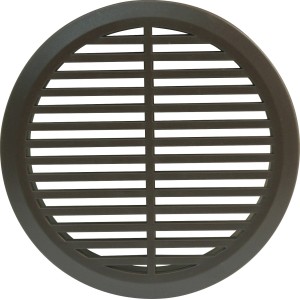 Rundes, braunes Marley Möbelgitter (Ø 45mm) aus Kunststoff für Lüftung.