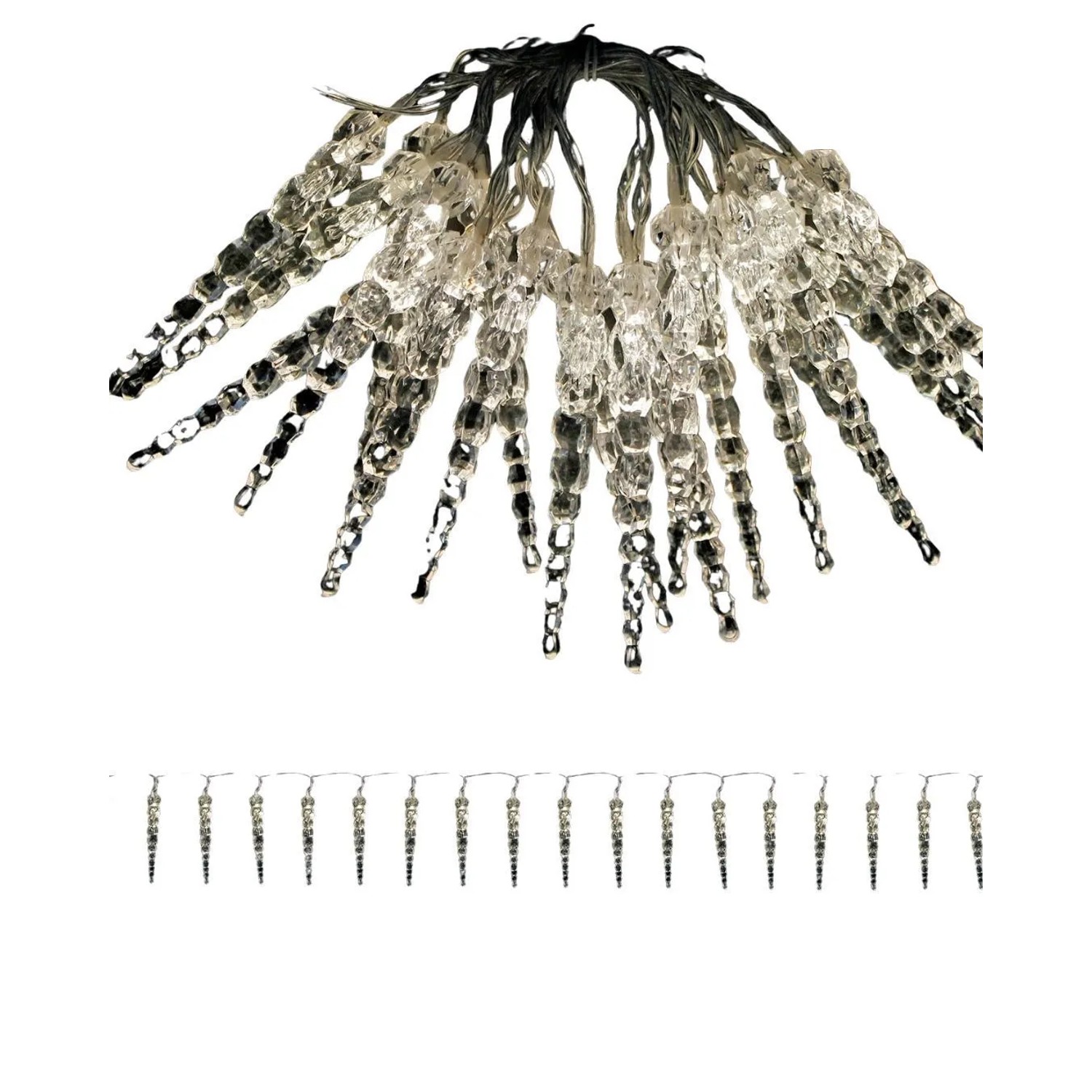 Lex Eiszapfen LED Lichterkette 20 Batterie Acryl Innen Warmweiß