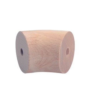 Bogen Buche 45 Grad für Handläufe, unbehandeltes Holz mit Bohrungen.