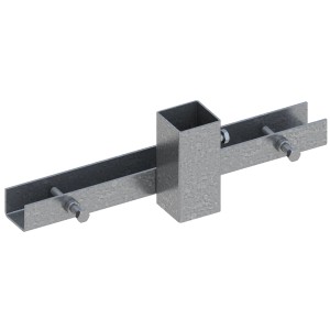 Silberne Schake Schilderhalterung (60x60x3 mm) zur Montage von Verkehrsschildern.