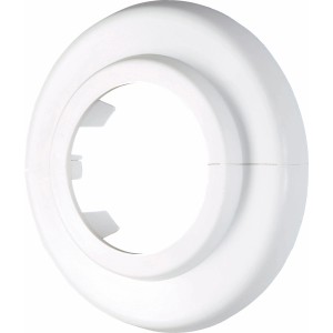 Weiße Scharnierrosette, Ø 35 mm, 2er-Set zum Abdecken von Rohreintrittstellen.