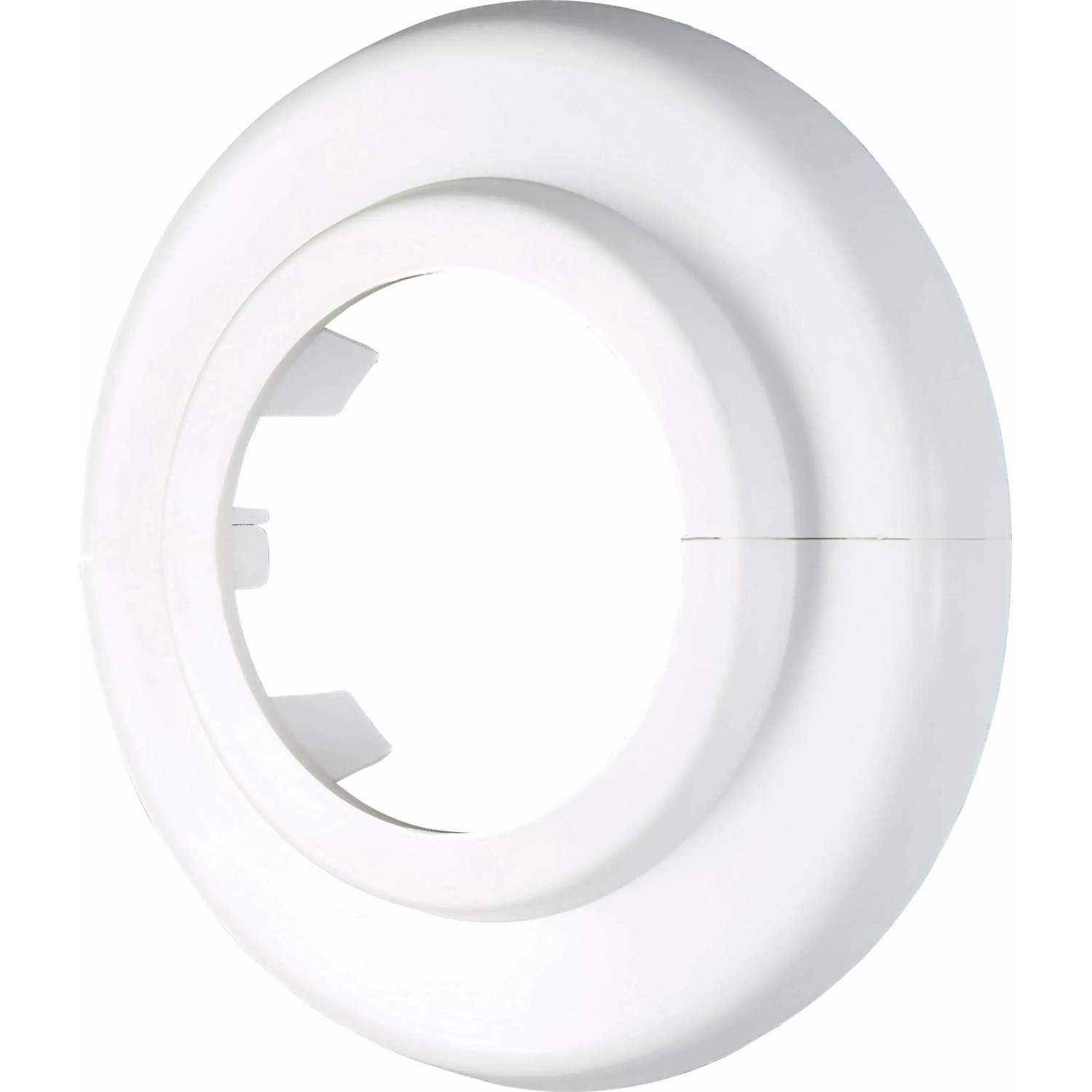Weiße Scharnierrosette, Ø 35 mm, 2er-Set zum Abdecken von Rohreintrittstellen.