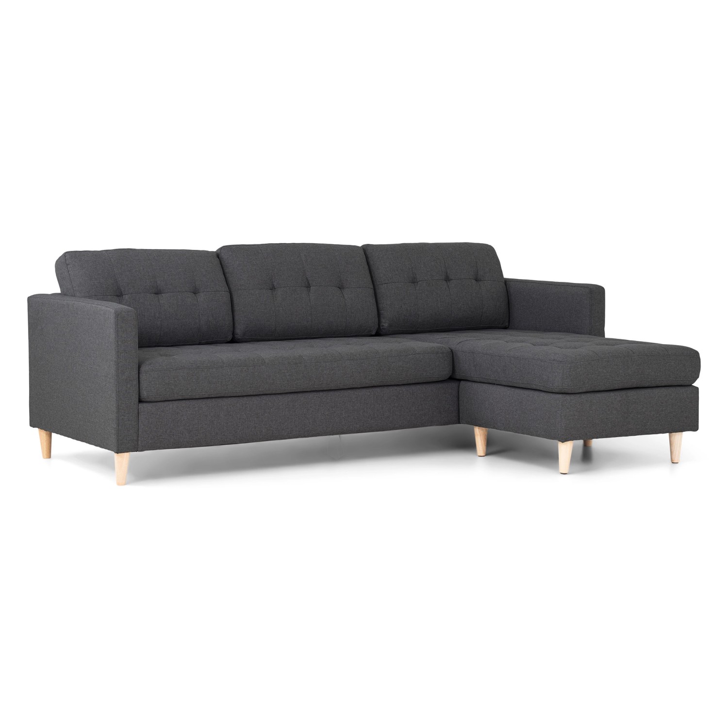 Thumbnail - ebuy24 Marino Sofa Chaiselongsofa Rechts oder Links Gewendet in DunkelGrauen Stoff mit Holzbeinen