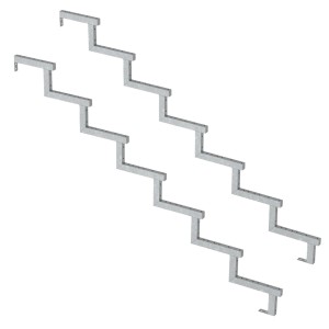 Vinuovo 2er Set Stahl Treppenwange für 7 Stufen, feuerverzinkt, Option für Setzstufen, 119cm hoch.