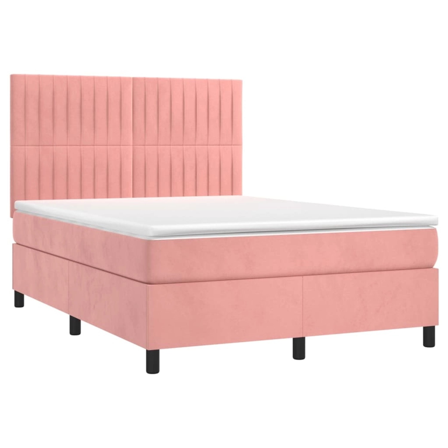 vidaXL Boxspringbett mit Matratze & LED Rosa 140x200 cm Samt 3136250 günstig online kaufen