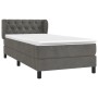 Dunkelgraues Boxspringbett (80x200 cm) mit Samtbezug, Matratze und Kopfteil.