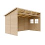 Timbela Anbau-Gartenhaus M340 aus Holz, 8 m², ohne Seitenwand und Boden. Gartenhaus mit Doppeltür.