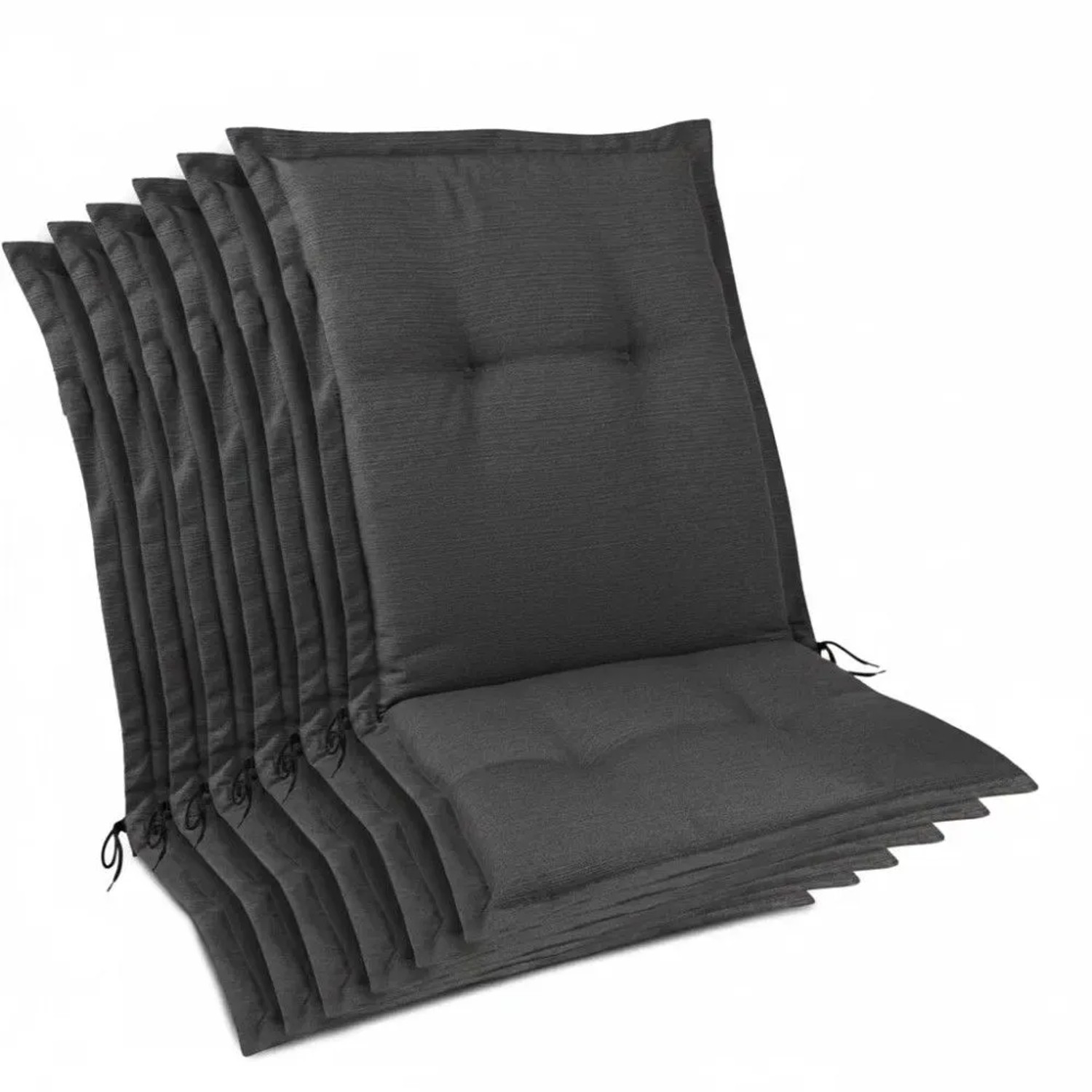 Beautissu 6er Set Premium Gartenstuhlauflage Niedriglehner 105x50x7cm Anthrazit