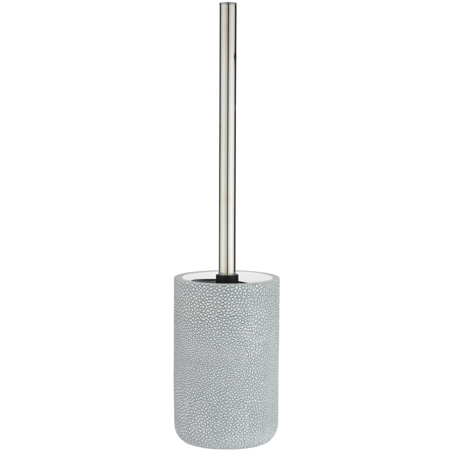 Wenko WC-Garnitur Raja Grau: WC-Bürste mit Halter in Steinoptik, Polyresin, silberner Stiel.
