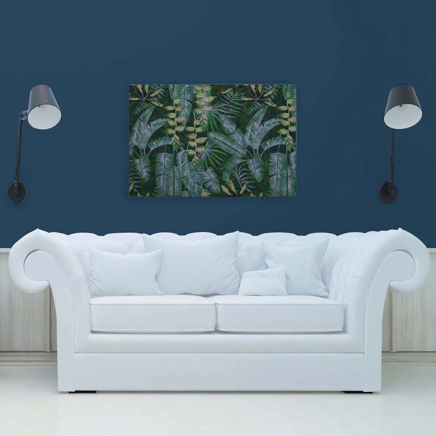 Bricoflor Bild Tropischer Regenwald Dunkelgrün Deko Wandbild Bananenblätter Für Wohnzimmer Leinwandbild Palmenblätter 12