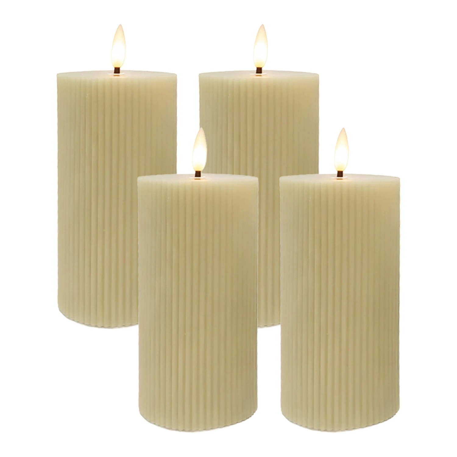Relaxdays LED Kerzen 4er Set Echtwachs Beige Flackernd 18 cm