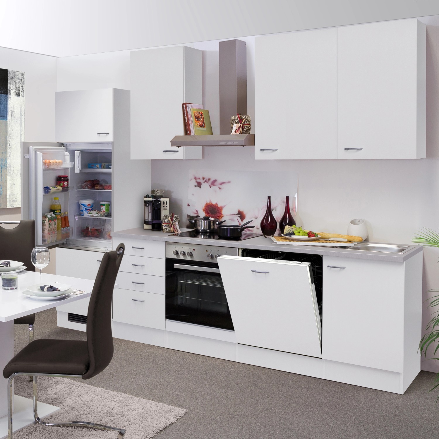 Flex-Well Classic Küchenzeile/Küchenblock Wito 280 cm Weiß