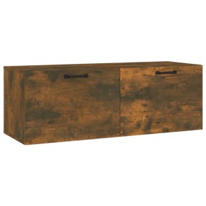 vidaXL Wandschrank Räuchereiche, 100x36,5x35 cm, mit zwei Schubladen und schwarzen Griffen.