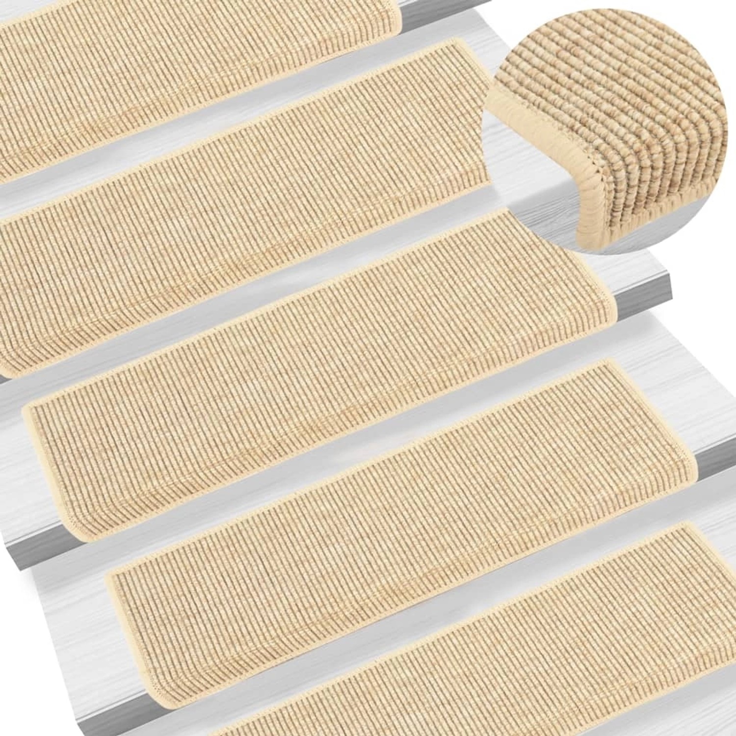 vidaXL Stufenmatten 15 Stk 65x21x4 cm Hellbeige Rechteckiger Rand 326909