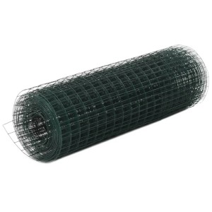 Grüner Drahtzaun aus Stahl, PVC-beschichtet, 10x0,5 m, aufgerollt.