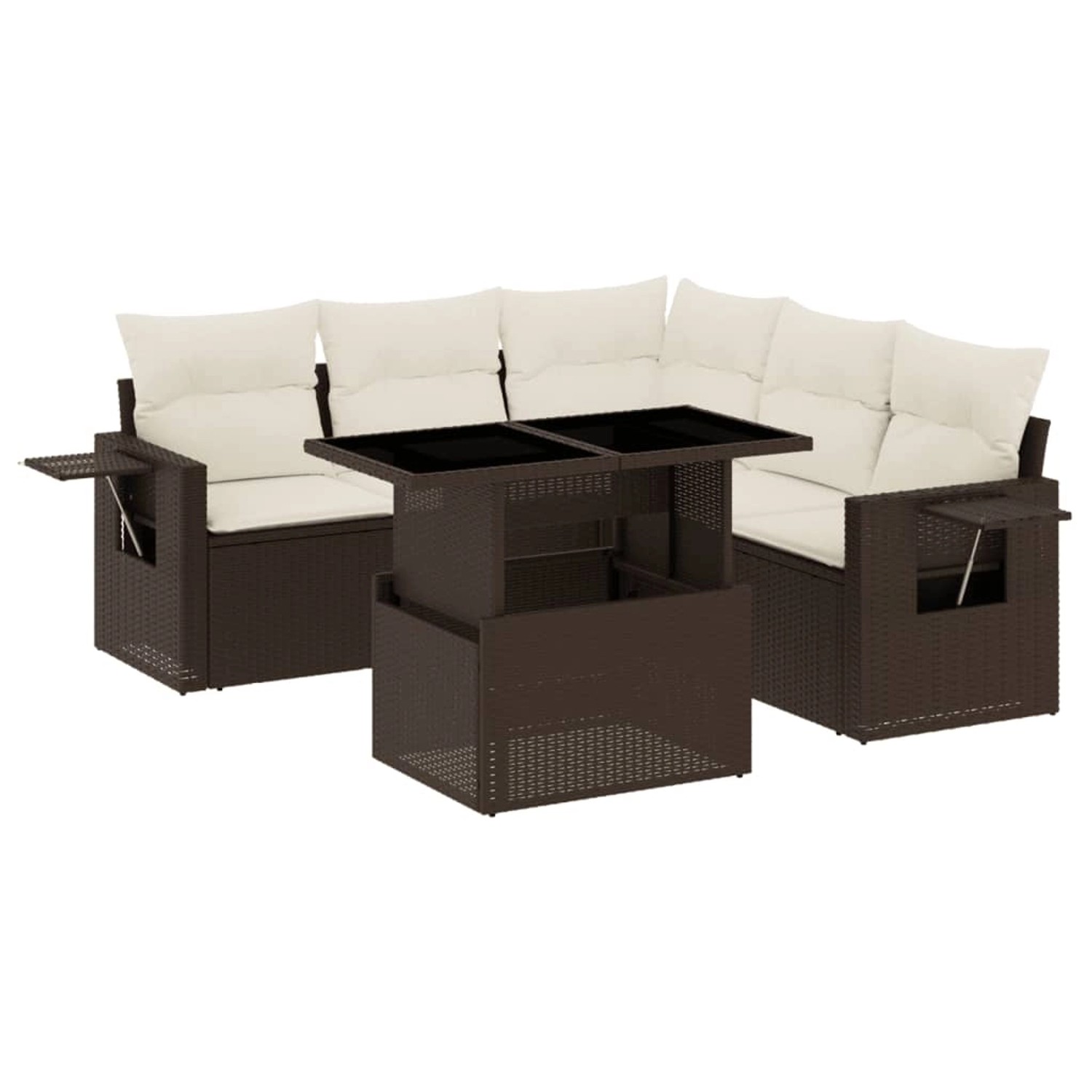 vidaXL 6-tlg Garten-Sofagarnitur mit Kissen Braun Poly Rattan Modell 15 günstig online kaufen