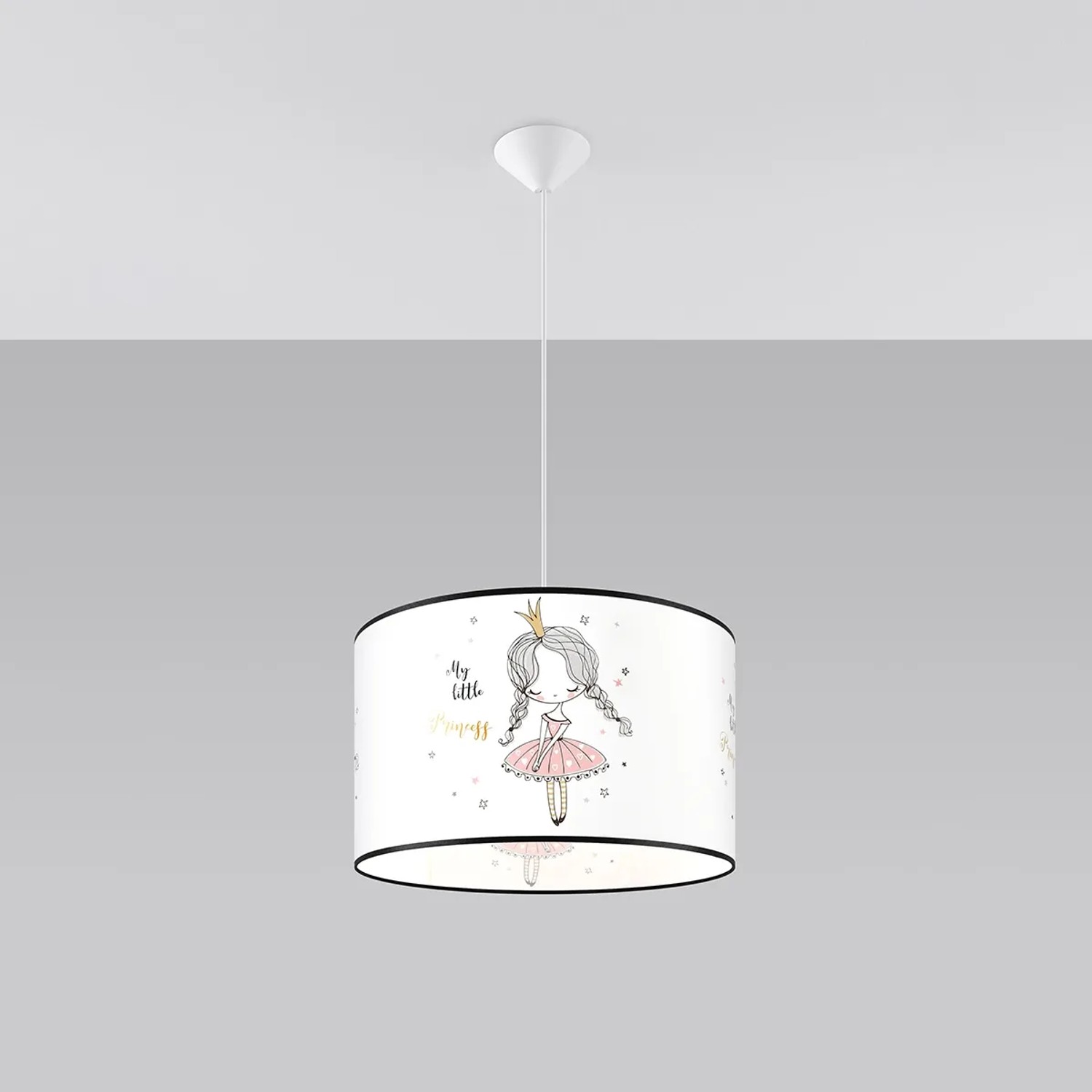 Sollux Lighting Pendelleuchte Princess 40 mit Prinzessin Motiv für Kinderzimmer.
