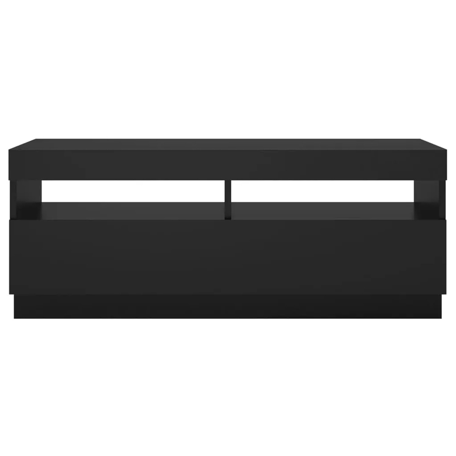 Schwarzer TV-Schrank mit LED-Beleuchtung, 100x35x40 cm, für moderne Wohnwände.