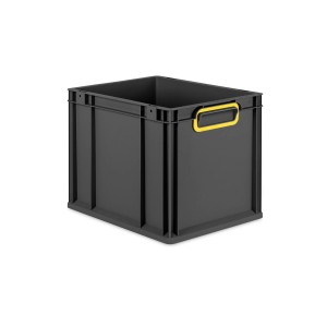 PROREGAL Eurobox Nextgen Color HxBxT 32x30x40cm 30 Liter Griffe Gelb Geschlossen Schwarz Eurobehälter Transportbox Transportbehälter