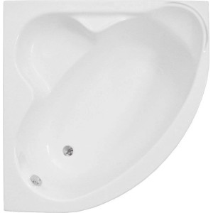 Weiße Bad Land Eckbadewanne STANDARD 120x120 mit Acrylschürze und Ablauf.