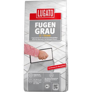 Lugato Fugenmörtel Fugengrau 5kg, zementgrauer Fugenfüller für Fliesen und Steinzeug.