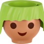 Lechuza Ojo Pflanzgefäß, 21 cm, Apple Green, im Playmobil-Look mit Gesicht und grüner "Frisur".