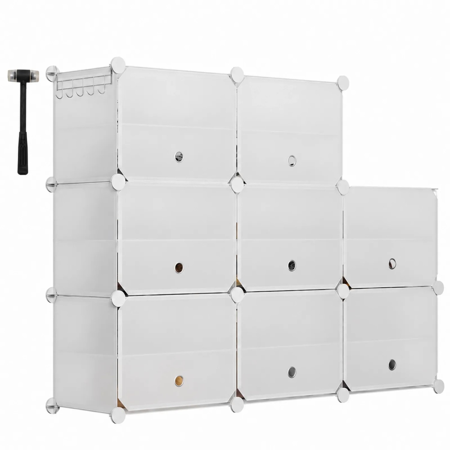 Sekey Schuhregal Schuhregal Schuhschrank Schuh-Organizer Stecksystem DIY-Regal 1-tlg für 32 Paar Schuhe Kunststoff in Weiß mit 8 Türen